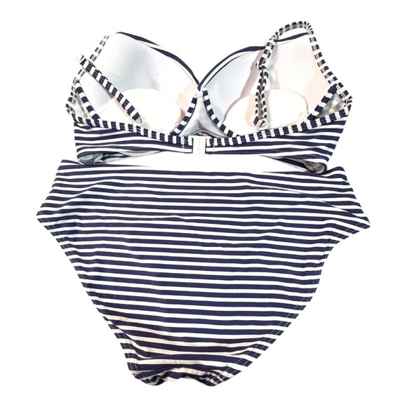 NipTuck Swim Womens Striped Bikini Set US 8 / CAN 10 Navy BLue White Nautical - Picture 2 of 6